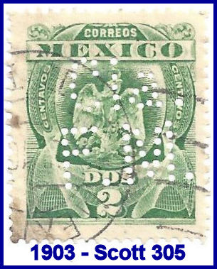 Ferrocarril Mexicano 1903 perfin